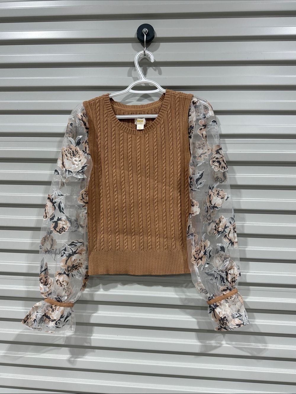 Maeve Camel Cable Knit Sweater